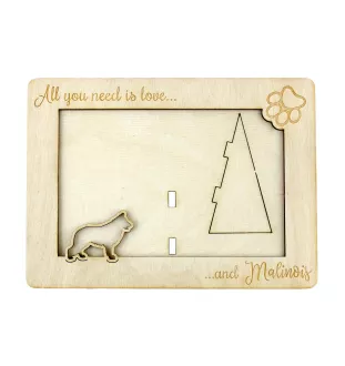 Malinois Belgian Shepherd Dog - Photo frame, engraved wooden frame, a lovely gadget for the dog lover by Art-Dog