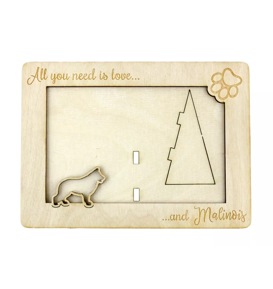 Malinois Belgian Shepherd Dog - Photo frame, engraved wooden frame, a lovely gadget for the dog lover by Art-Dog