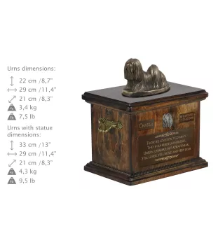 Lhasa Apso, Lhasaterrier, Löwenhund - Eine Urne für die Asche eines Hundes, eine Urne mit einer Statue, eine personalisierte Hundeurne von der Marke Art-Dog.