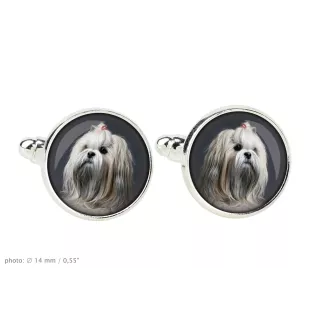 Lhasa Apso spinka do mankietów ze zdjęciem Art-Dog