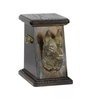 Malinois Owczarek belgijski urna drewniana z psem Art-Dog