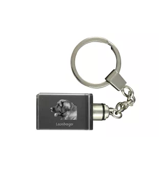 Leonberger - Crystal key ring with dog photo, illuminated key ring, unique gift by Art-Dog brand