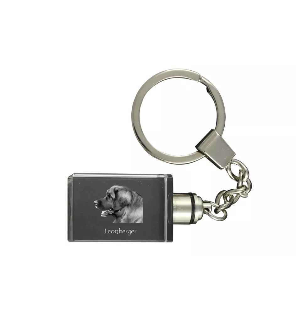 Leonberger - Crystal key ring with dog photo, illuminated key ring, unique gift by Art-Dog brand