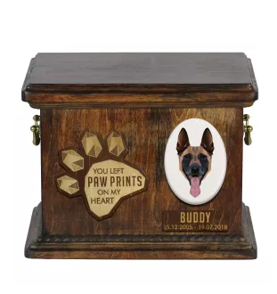 Malinois Belgischer Schäferhund Personalisierte Hundeurne mit Gravur, Erinnerungsbox für Hundeknochen von der Marke Art-Dog