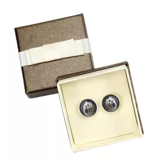 Lhasa Apso - Boutons de manchette dans une boîte, bijoux faits à la main, produit de la marque Art-Dog