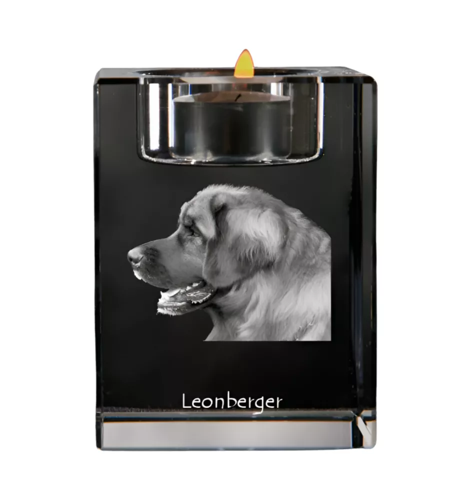 Leonberger - Kerzenhalter mit Hundefoto, Teelichthalter aus Kristall, personalisiertes Geschenk der Marke Art-Dog