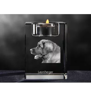 Leonberger, Chien De Leonberg - Bougeoir avec photo de chien, porte bougie en cristal, cadeau personnalisé par la marque Art-Dog