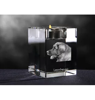 Leonberger - Kerzenhalter mit Hundefoto, Teelichthalter aus Kristall, personalisiertes Geschenk der Marke Art-Dog