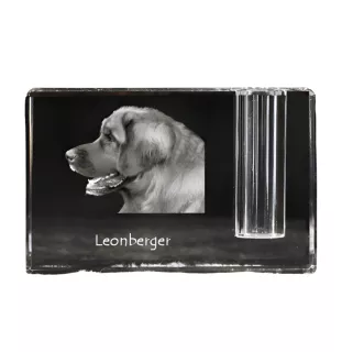 Leonberger - Pen stand, crystal organiser with dog photo, unique desk decoration by Art-Dog brand