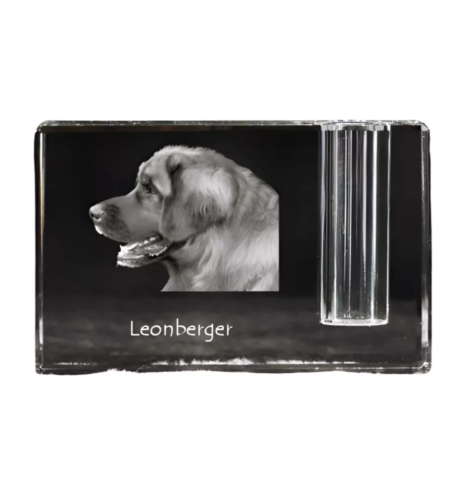 Leonberger - Stifthalter, Kristallorganizer mit Hundefoto, einzigartige Schreibtischdekoration der Marke Art-Dog