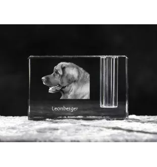 Leonberger - Pen stand, crystal organiser with dog photo, unique desk decoration by Art-Dog brand