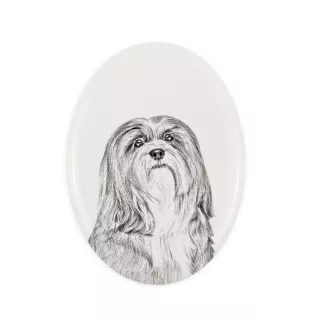 Lhasa Apso - une plaque commémorative avec une photo de chien, une plaque funéraire avec une impression, une plaque ovale personnalisée de la marque Art-Dog