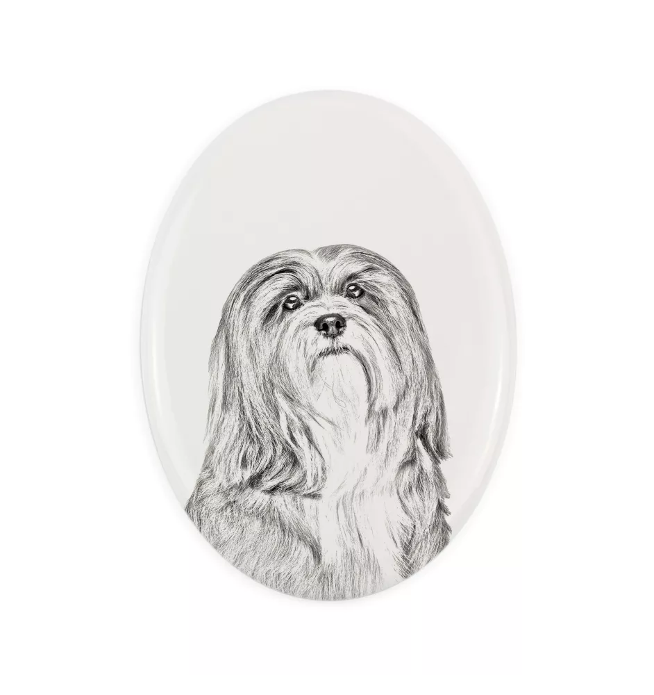 Lhasa Apso - une plaque commémorative avec une photo de chien, une plaque funéraire avec une impression, une plaque ovale personnalisée de la marque Art-Dog