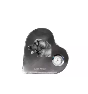 Leonberger, Chien De Leonberg - horloge en cristal avec une photo de chien, horloge de table en forme de cœur, horloge debout personnalisée de la marque Art-Dog