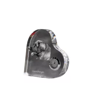 Leonberger - Kristalluhr mit einem Hundebild, Herzregal-Uhr, personalisierte Standuhr der Marke Art-Dog