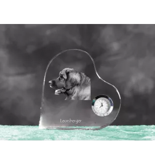 Leonberger, Chien De Leonberg - horloge en cristal avec une photo de chien, horloge de table en forme de cœur, horloge debout personnalisée de la marque Art-Dog