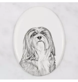Lhasa Apso - une plaque commémorative avec une photo de chien, une plaque funéraire avec une impression, une plaque ovale personnalisée de la marque Art-Dog