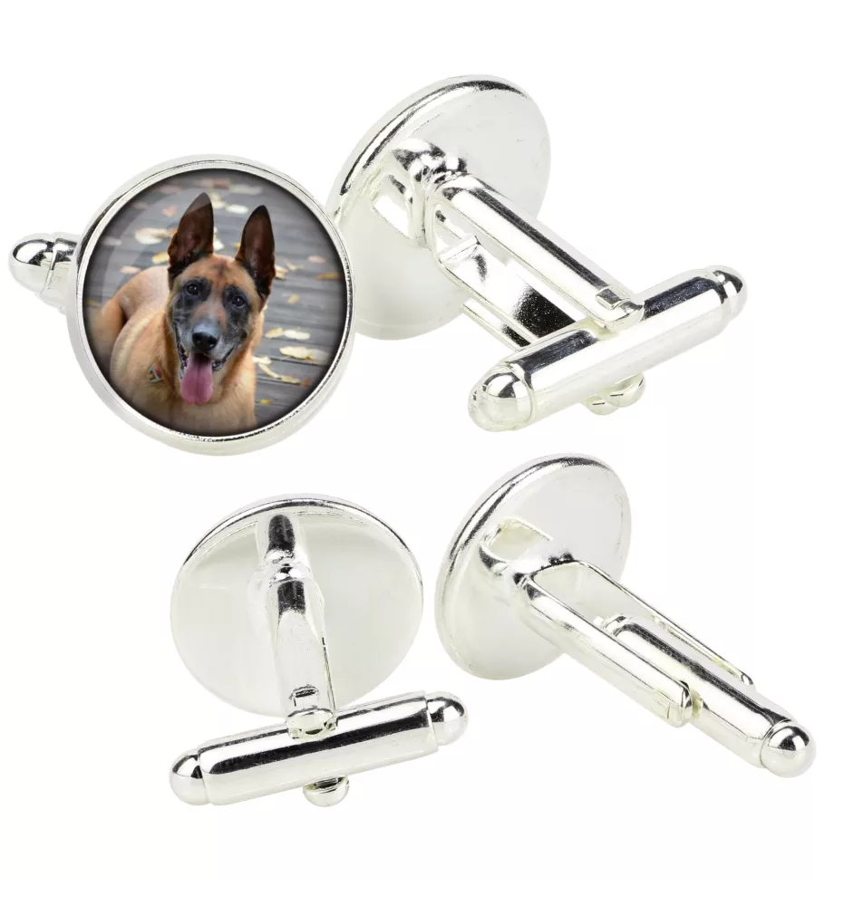 Malinois Owczarek belgijski spinka do mankietów w pudełku ze zdjęciem Art-Dog