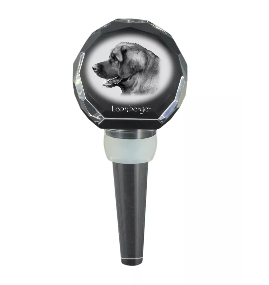 Leonberger - Crystal bottle stopper, unique wine stopper with photo, personalised gift for sommelier by Art-Dog brand