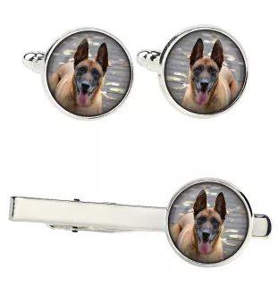 Malinois Belgian Shepherd Dog - cufflinks and tie with your photo, a suit decoration, men's jewelry from the Art-Dog brand.