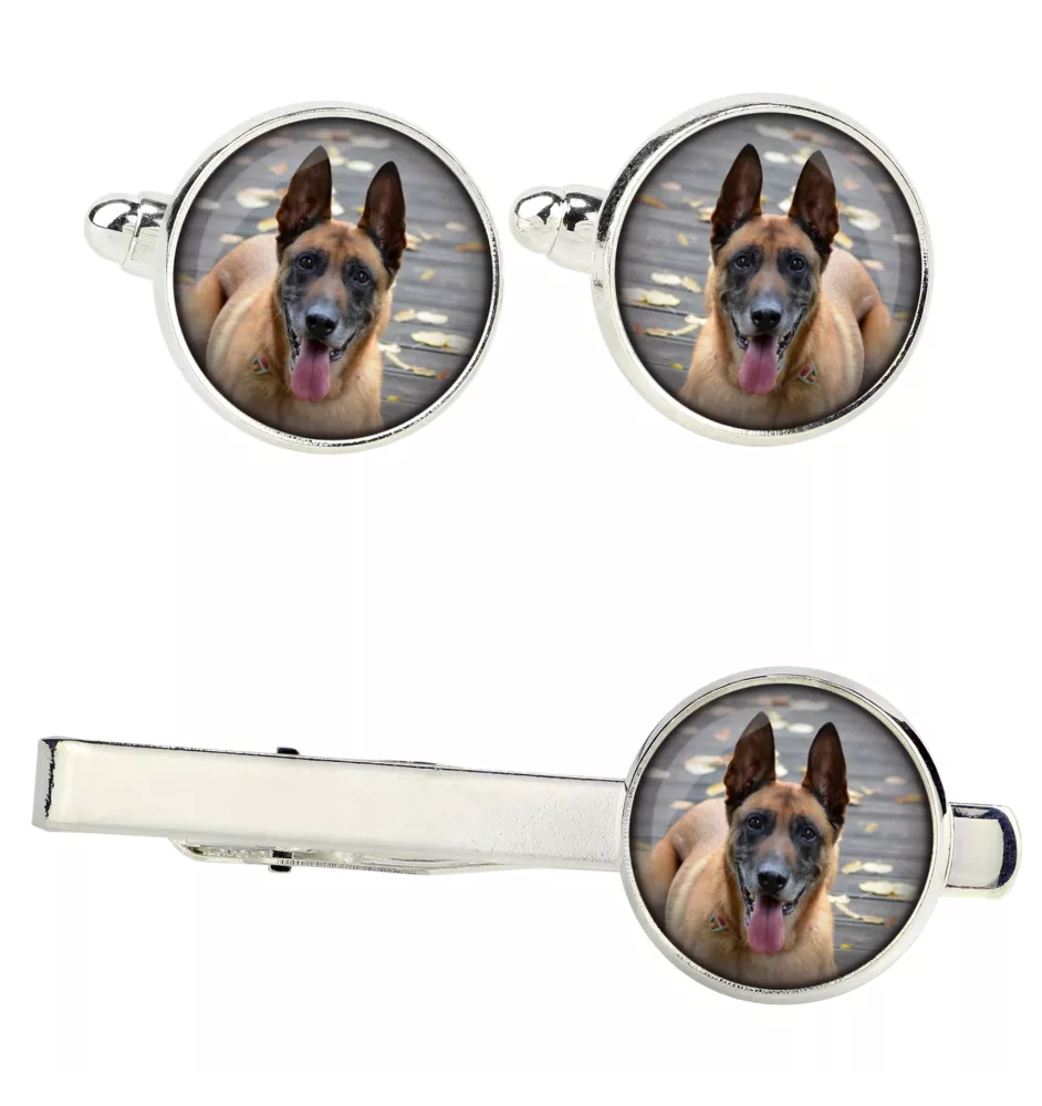 Malinois chien de berger belge - Boutons de manchette et cravate avec votre photo, accessoire de costume, bijoux pour hommes de la marque Art-Dog.