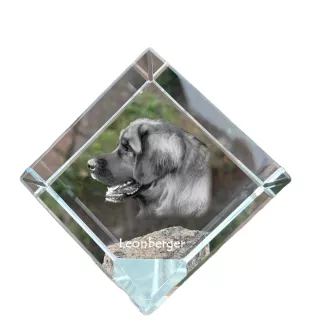 Leonberger, Chien De Leonberg - un cube de cristal avec une photo, une photo de cheval dans le cristal, un presse-papiers cubique de la marque Art-Dog