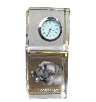 Leonberger - crystal clock with a photo, a photo of a dog in crystal, personalized desk clock by Art-Dog brand