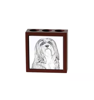 Lhasa Apso, Lhasaterrier, Löwenhund - Stifthalter mit Hund, Schreibtischorganizer mit Aufdruck, personalisierte Schreibtischdekoration der Marke Art-Dog