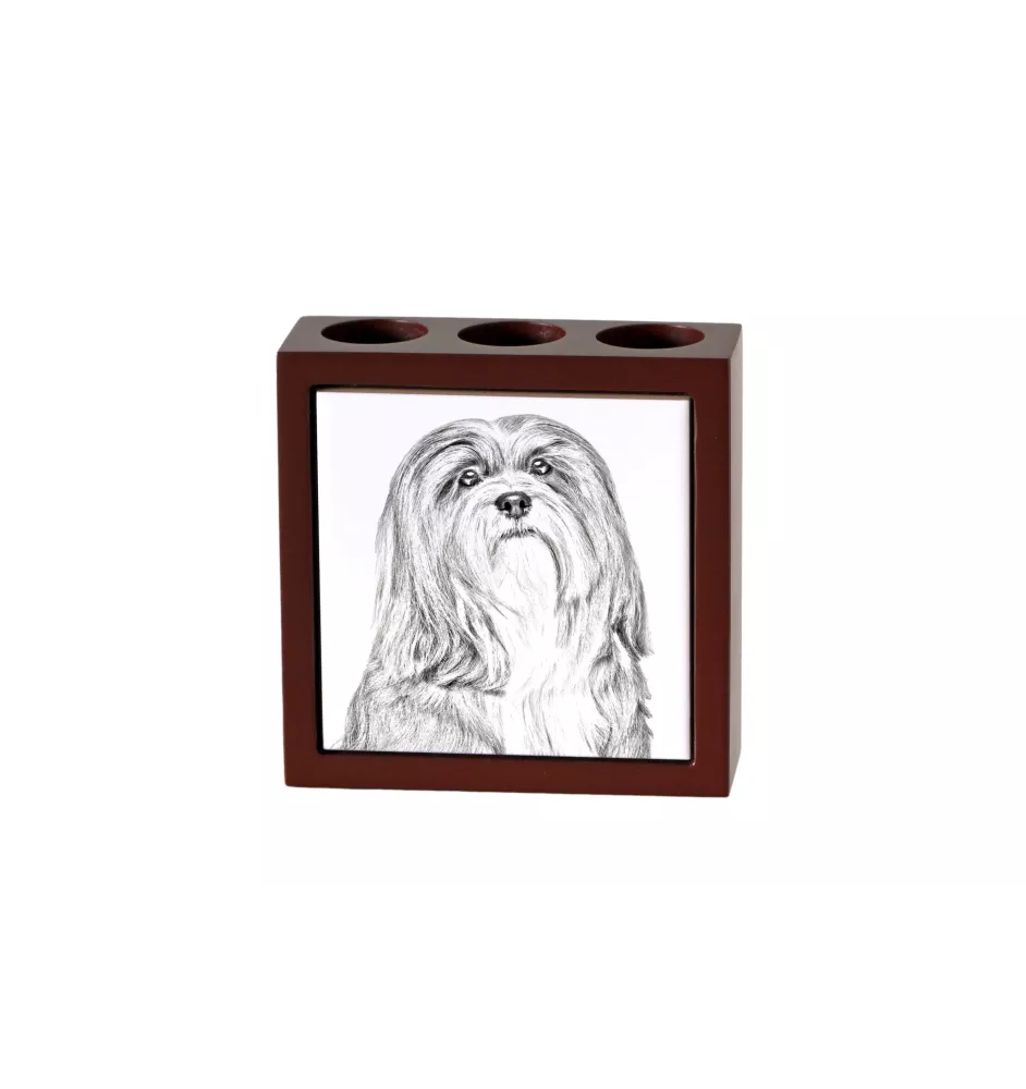 Lhasa Apso - porte-stylo avec chien, organiseur de bureau avec impression, décoration de bureau personnalisée de la marque Art-Dog