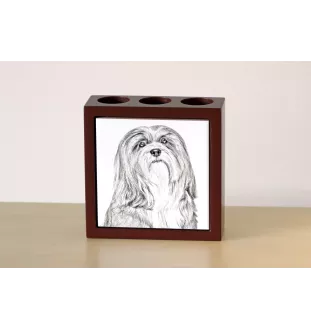 Lhasa Apso, Lhasaterrier, Löwenhund - Stifthalter mit Hund, Schreibtischorganizer mit Aufdruck, personalisierte Schreibtischdekoration der Marke Art-Dog