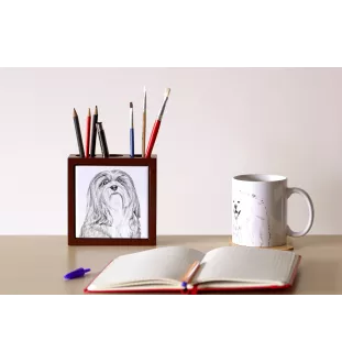 Lhasa Apso - pen holder with a dog, desk organizer with a print, personalized desk decoration from the Art-Dog brand.
