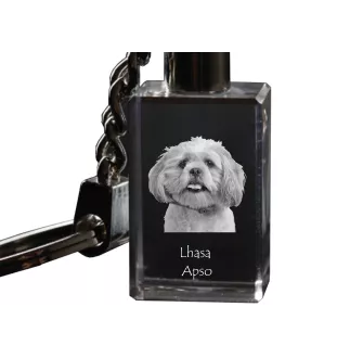 Lhasa Apso, Lhasaterrier, Löwenhund - Schlüsselanhänger aus Kristall mit Hundefoto, beleuchteter Schlüsselanhänger, einzigartiges Geschenk der Marke Art-Dog