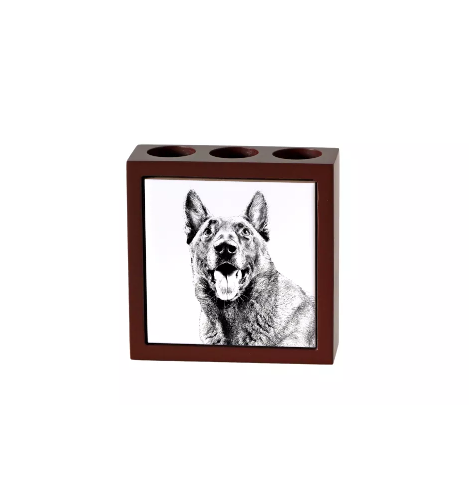 Malinois Belgischer Schäferhund - Stifthalter mit Hund, Schreibtischorganizer mit Aufdruck, personalisierte Schreibtischdekoration der Marke Art-Dog
