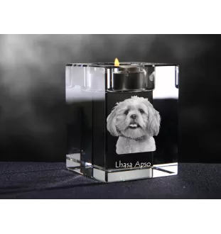 Lhasa Apso świecznik kryształowy z psem Art-Dog