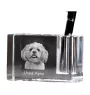 Lhasa Apso - Porte-stylos, organiseur en cristal avec photo de chien, décoration de bureau unique par la marque Art-Dog