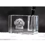 Lhasa Apso - Porte-stylos, organiseur en cristal avec photo de chien, décoration de bureau unique par la marque Art-Dog