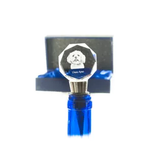 Lhasa Apso - Bottle stopper, crystal wine stopper with photo, personalised gift for bartender by Art-Dog brand