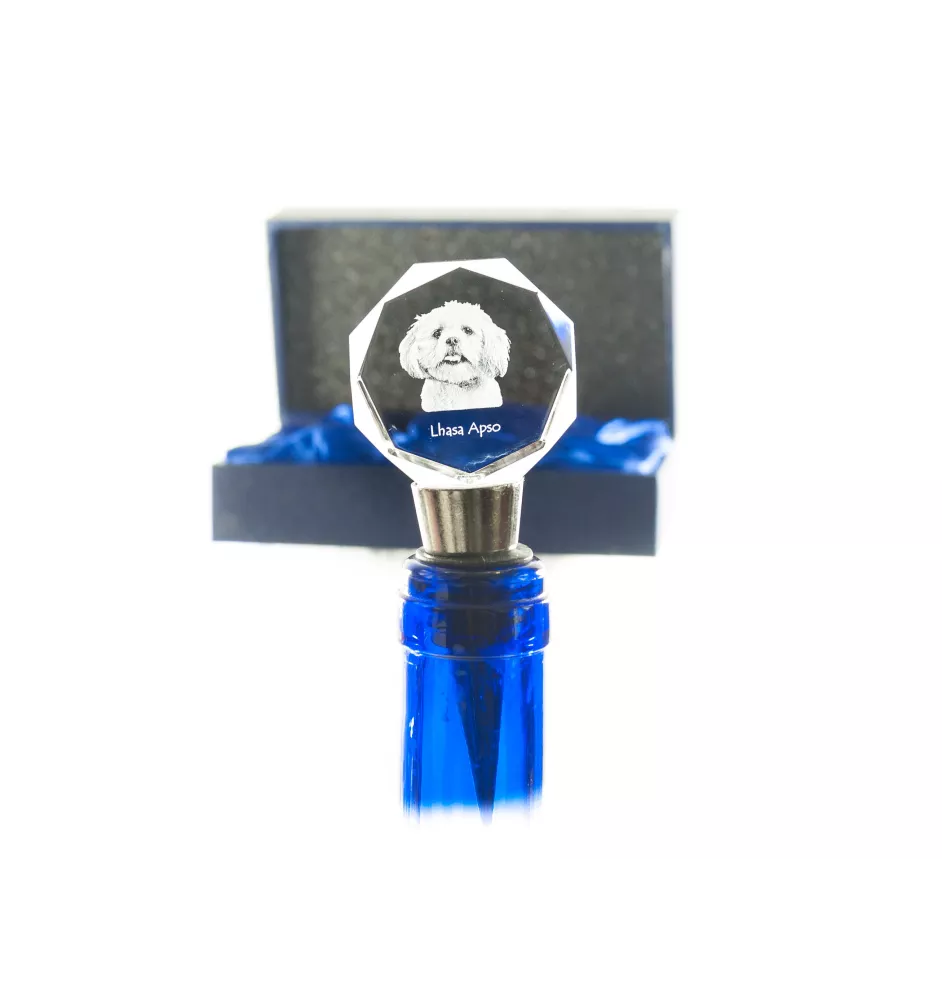Lhasa Apso - Bottle stopper, crystal wine stopper with photo, personalised gift for bartender by Art-Dog brand