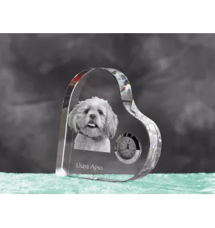 Lhasa Apso, Lhasaterrier, Löwenhund - Kristalluhr mit einem Hundebild, Herzregal-Uhr, personalisierte Standuhr der Marke Art-Dog