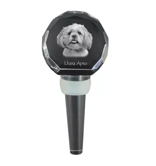 Lhasa Apso - Crystal bottle stopper, unique wine stopper with photo, personalised gift for sommelier by Art-Dog brand