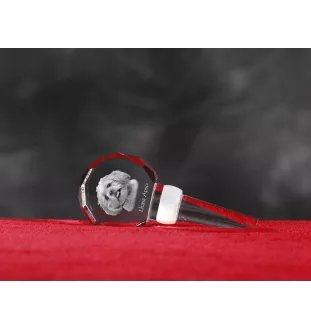 Lhasa Apso - Crystal bottle stopper, unique wine stopper with photo, personalised gift for sommelier by Art-Dog brand