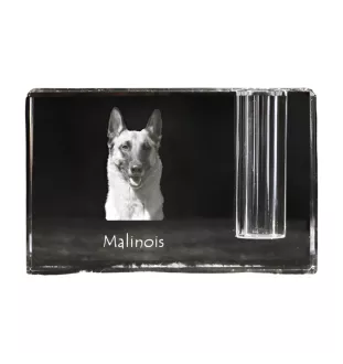 Malinois Owczarek belgijski penholder kryształowy z psem Art-Dog