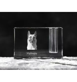 Malinois chien de berger belge - Porte-stylos, organiseur en cristal avec photo de chien, décoration de bureau unique par la marque Art-Dog