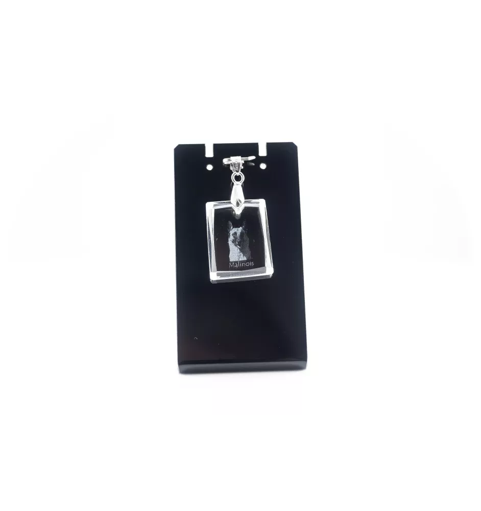 Malinois Belgian Shepherd Dog - Crystal dog pendant, photo necklace, unique jewellery by Art-Dog