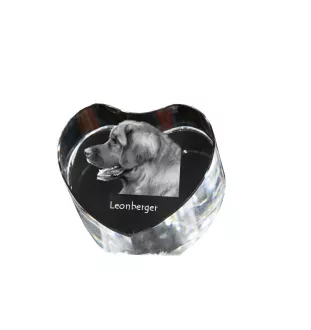 Leonberger - Hundebild im Kristall, Kristallherz, einzigartiger Bilderrahmen der Marke Art-Dog