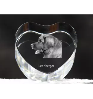 Leonberger, Chien De Leonberg - une photo de chien dans un cristal, un cœur en cristal, un cadre photo exceptionnel de la marque Art-Dog
