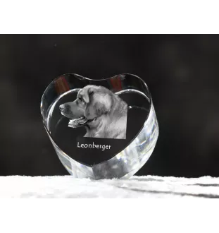 Leonberger - Hundebild im Kristall, Kristallherz, einzigartiger Bilderrahmen der Marke Art-Dog