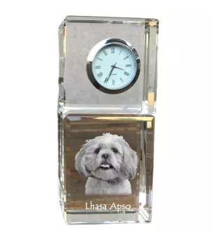 Lhasa Apso - montre en cristal avec photo, photo de chien dans un cristal, horloge de bureau personnalisée de la marque Art-Dog