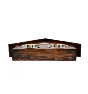 Leonberger - wooden stand with bowls for a dog, decorative dog bowls, a gift for adopting a dog from the Art-Dog brand