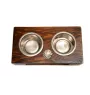 Leonberger - wooden stand with bowls for a dog, steel dog bowls, a gift for adopting a dog from the Art-Dog brand